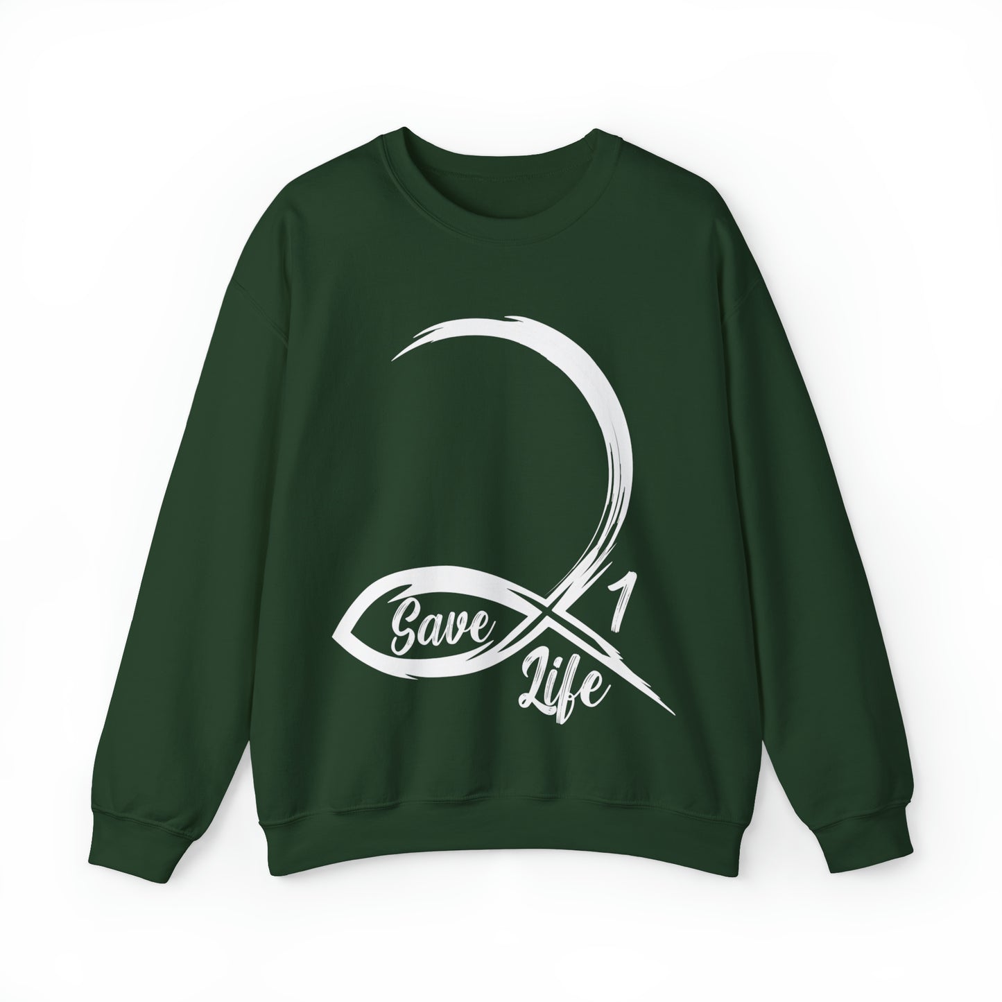 To Save 1 Life Christian Sweatshirt Forest Green tosave1life.com