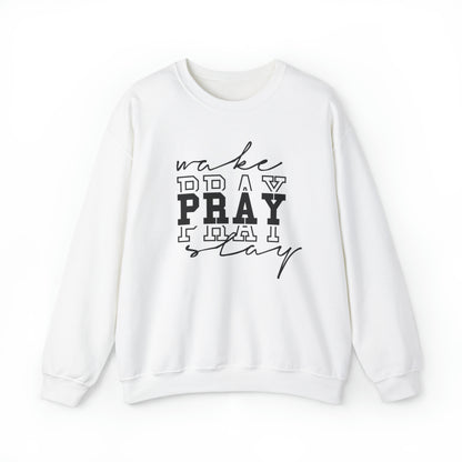 Wake Pray Slay Christian Sweatshirt White tosave1life.com