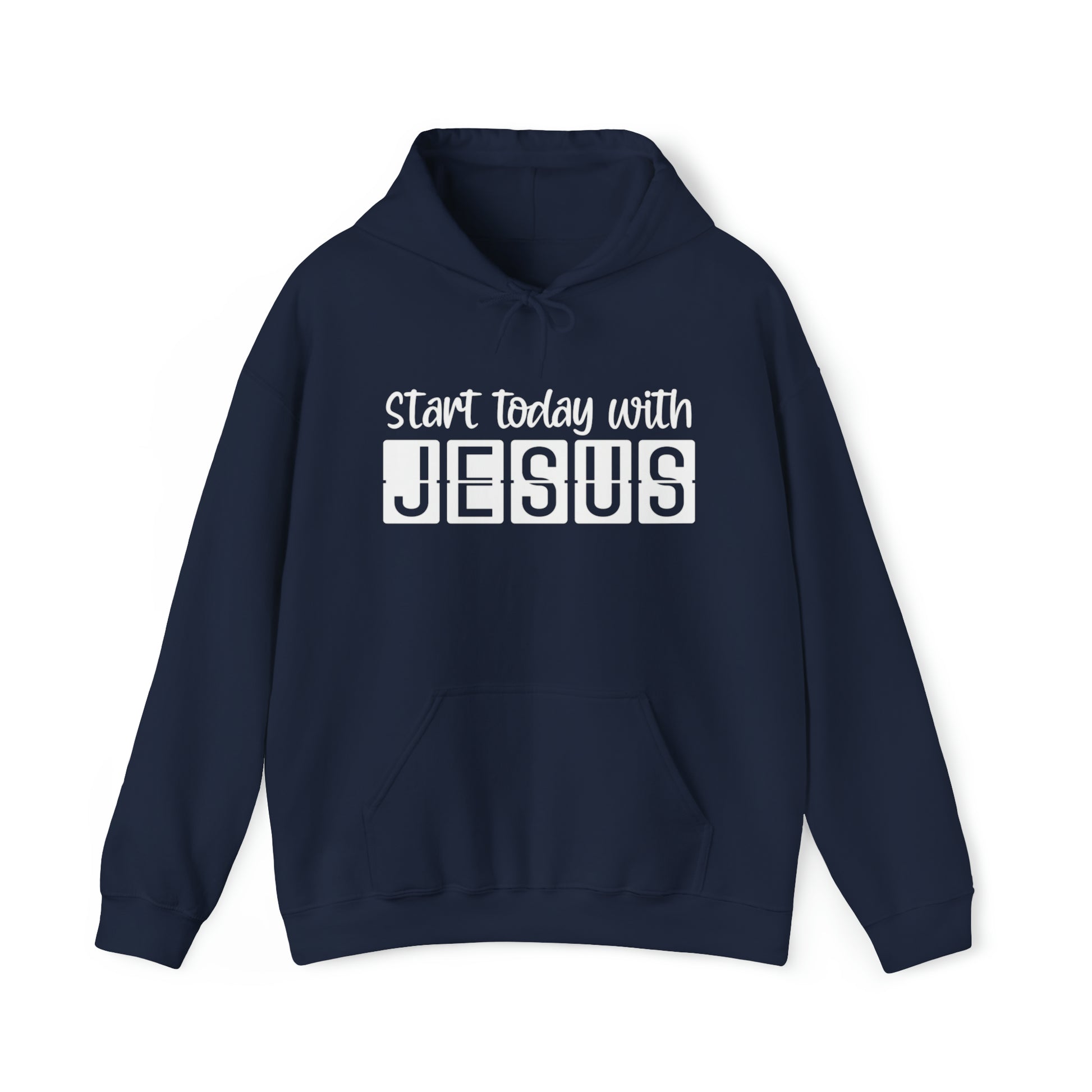 Start Today With Jesus Christian Hoodie Navy tosave1life.com