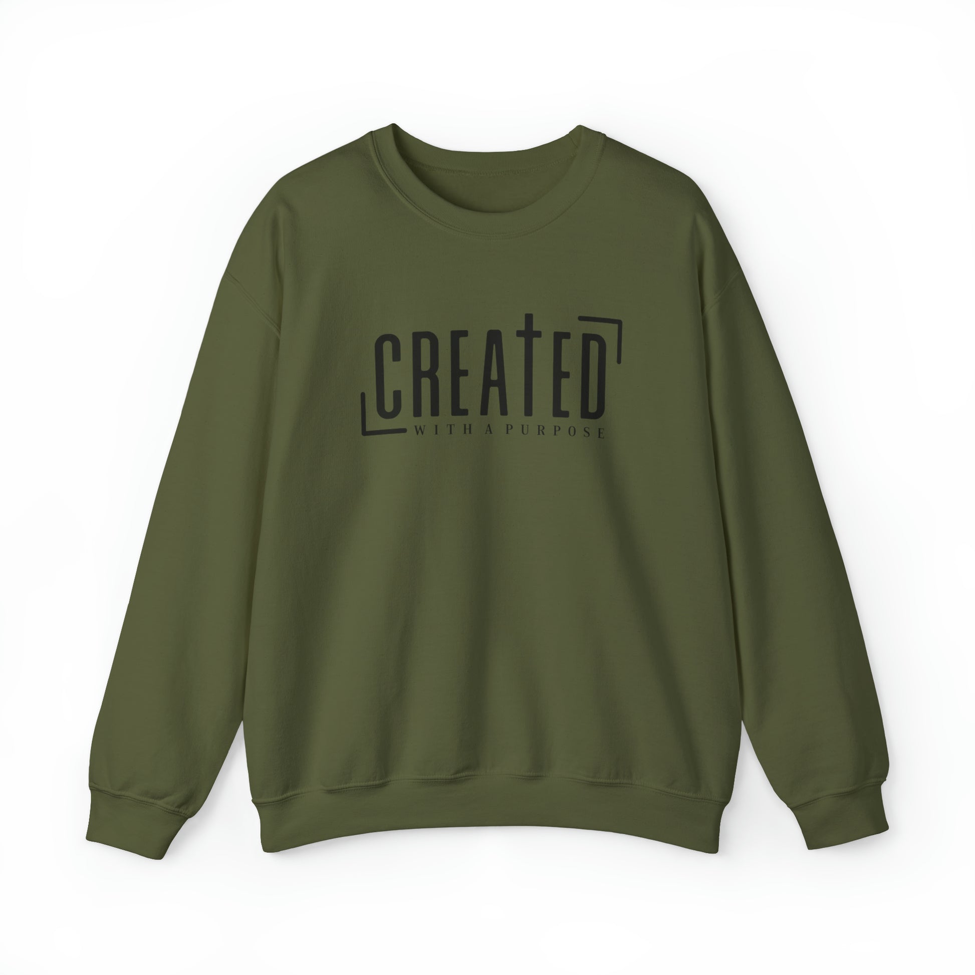 Created With a Purpose Christian Sweatshirt Military Green tosave1life.com