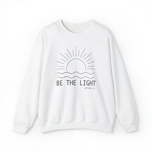 Be The Light Christian Sweatshirt White tosave1life.com