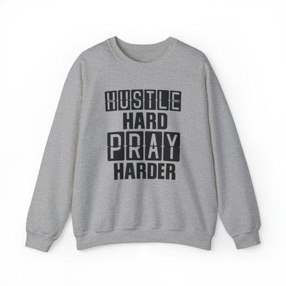 Hustle Hard Pray Harder Christian Sweatshirt Sport Grey tosave1life.com