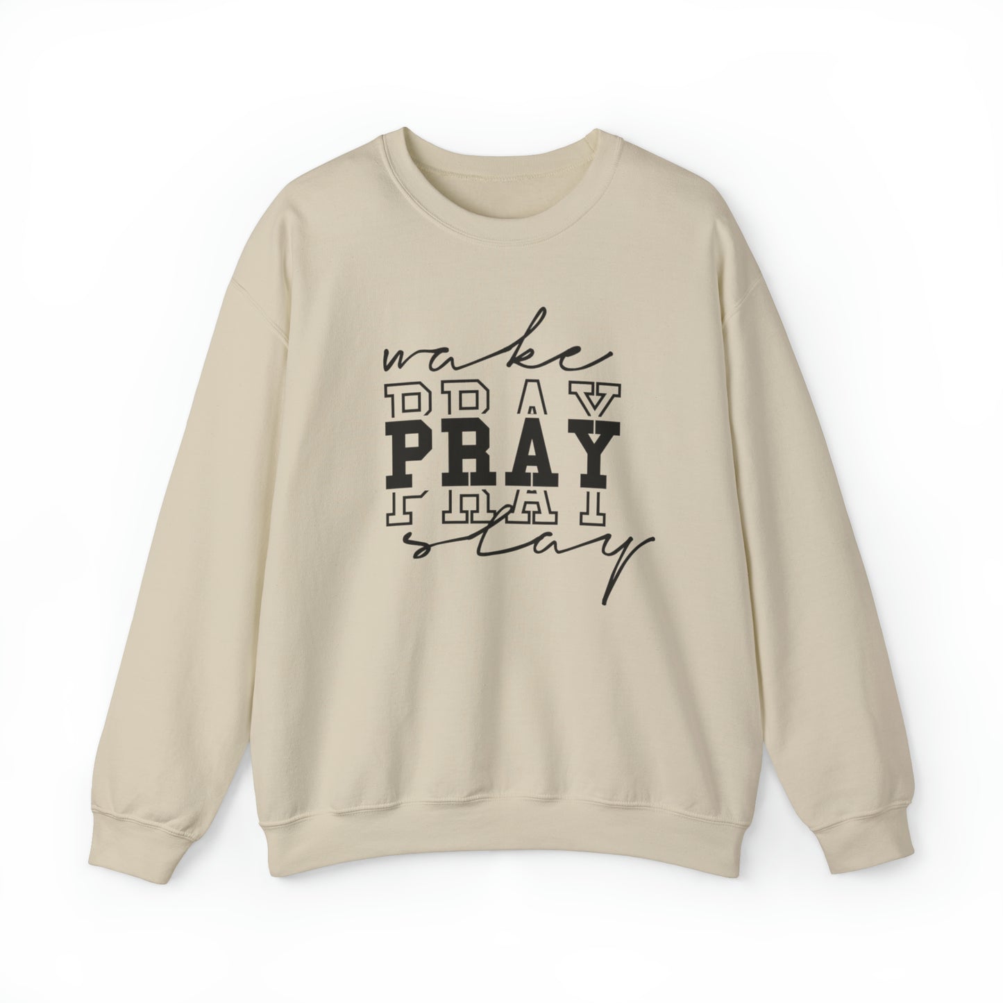 Wake Pray Slay Christian Sweatshirt Sand tosave1life.com