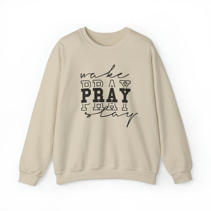 Wake Pray Slay Christian Sweatshirt Sand tosave1life.com