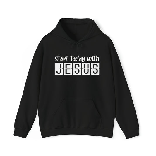 Start Today With Jesus Christian Hoodie Black tosave1life.com