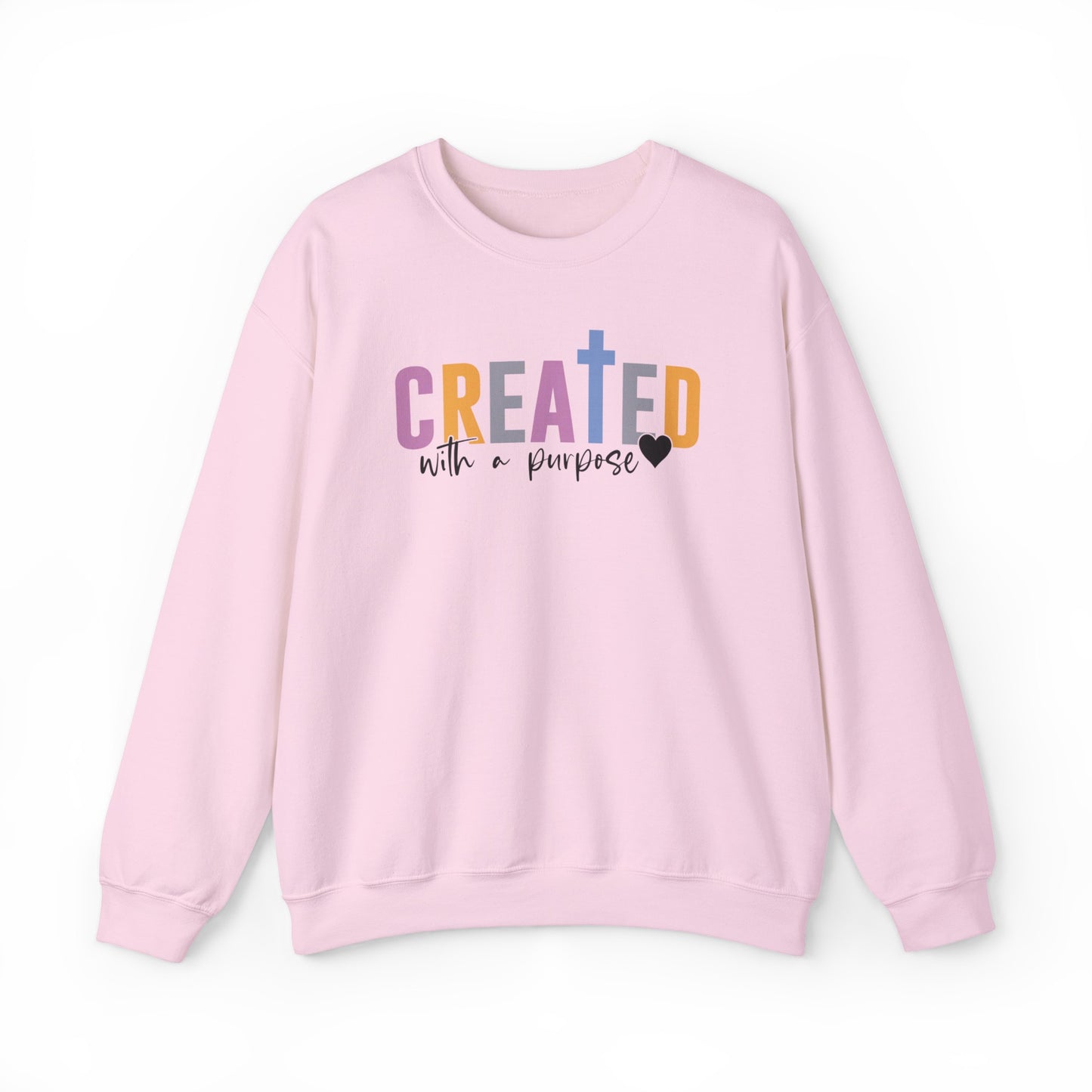 Created With a Purpose Christian Sweatshirt Light Pink tosave1life.com