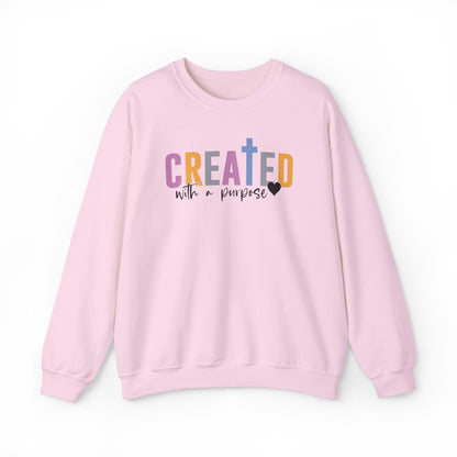 Created With a Purpose Christian Sweatshirt Light Pink tosave1life.com