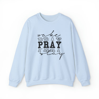 Wake Pray Slay Christian Sweatshirt Light Blue tosave1life.com