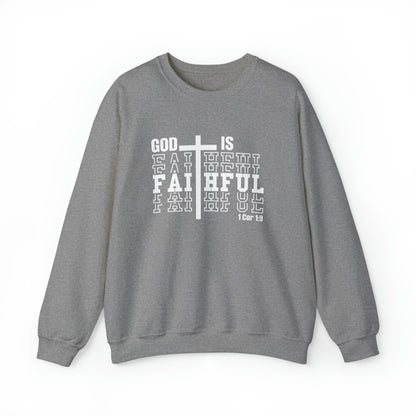 God is Faithful Christian Sweatshirt Graphite Heather tosave1life.com