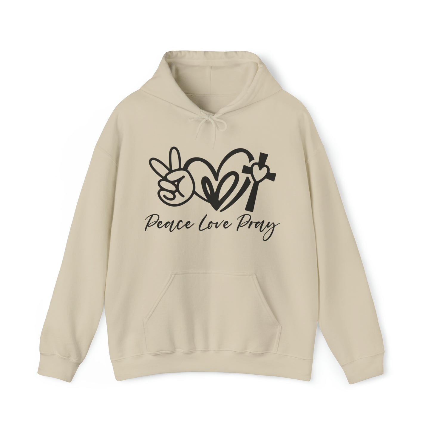 Peace Love Pray Christian Hoodie Sand tosave1life.com