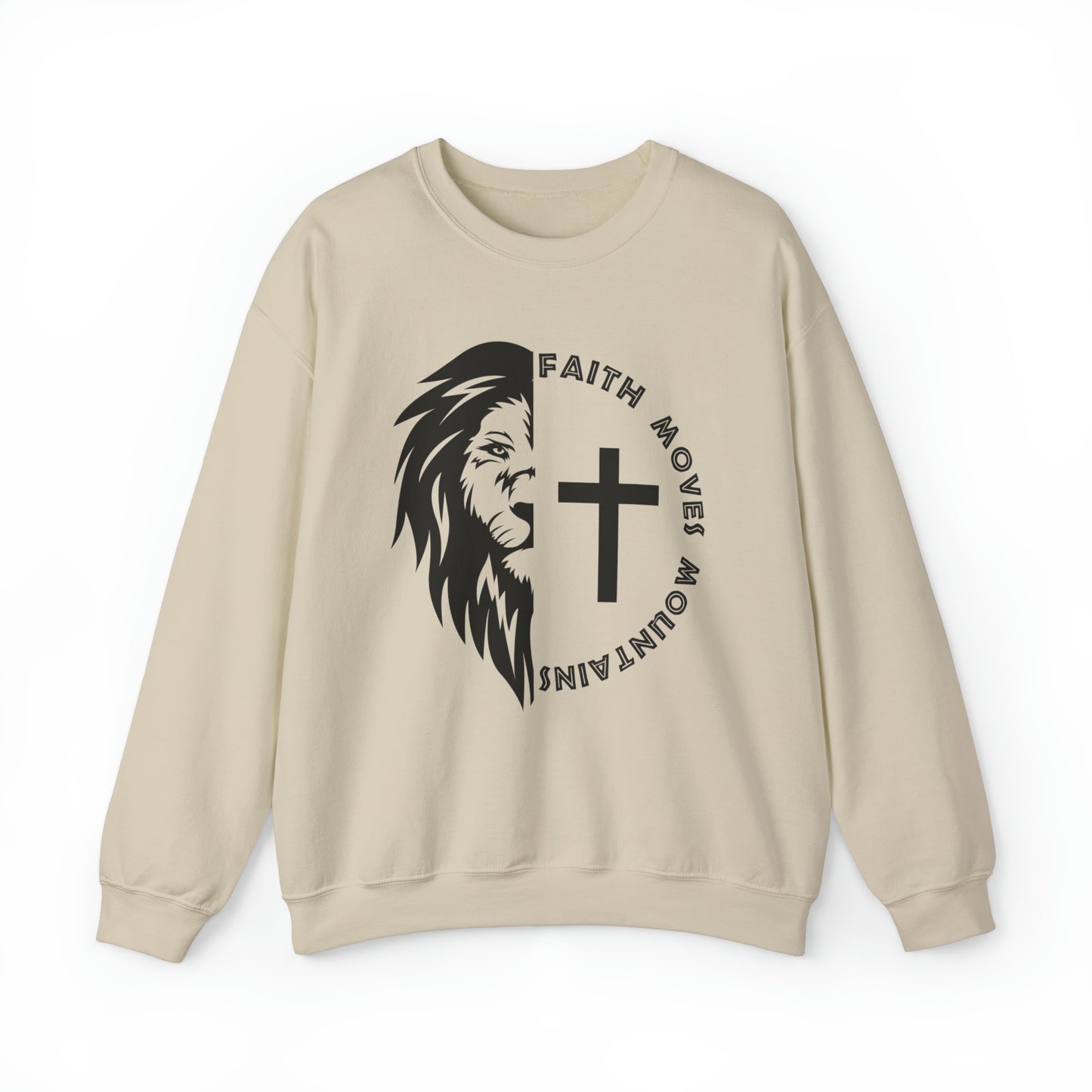 Faith Moves Mountains Christian Sweatshirt Sand tosave1life.com