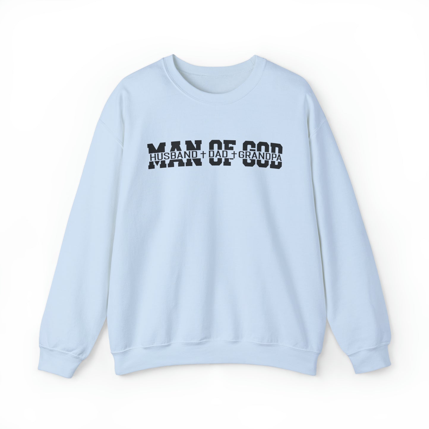 Man of God Christian Sweatshirt Light Blue tosave1life.com