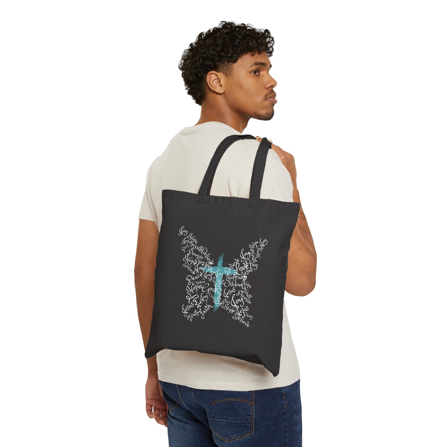 Butterfly Cross Christian Tote Bag