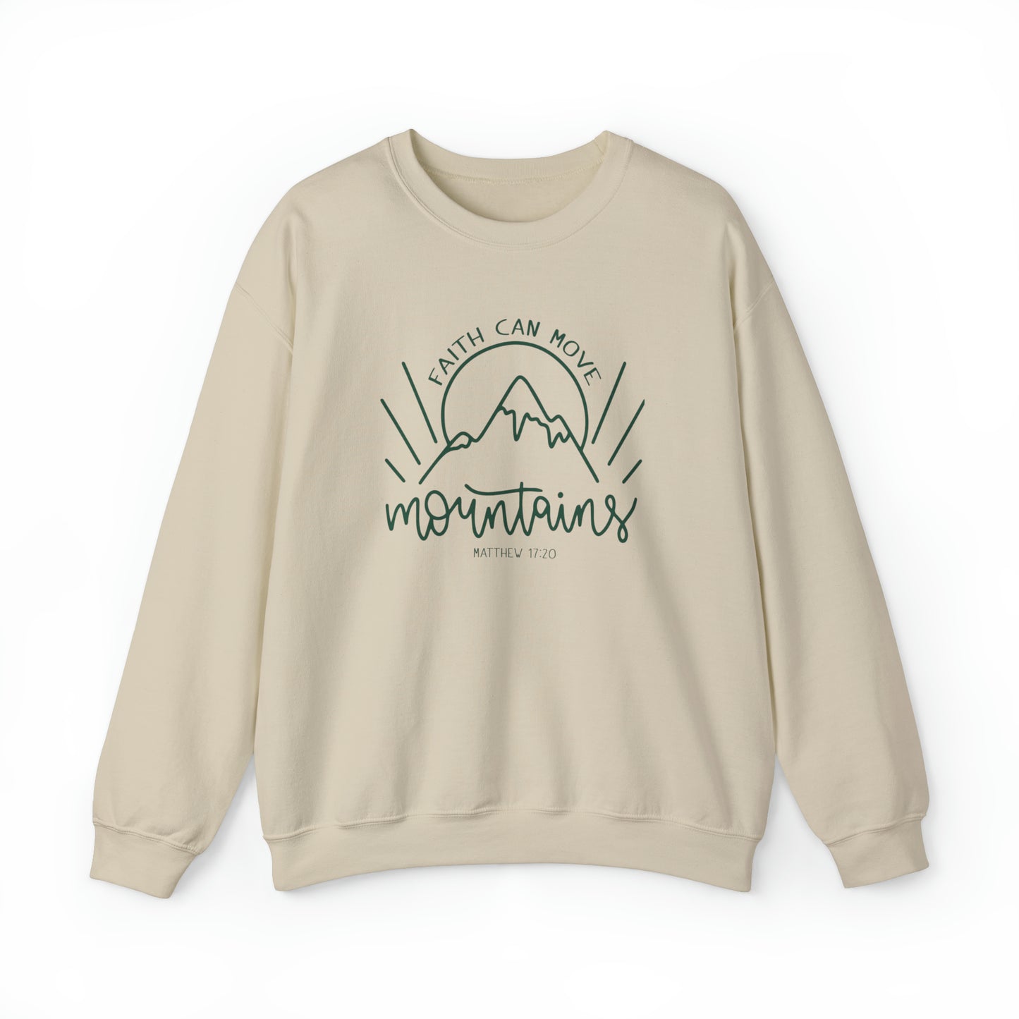 Faith Can Move Mountains Christian Sweatshirt Sand tosave1life.com