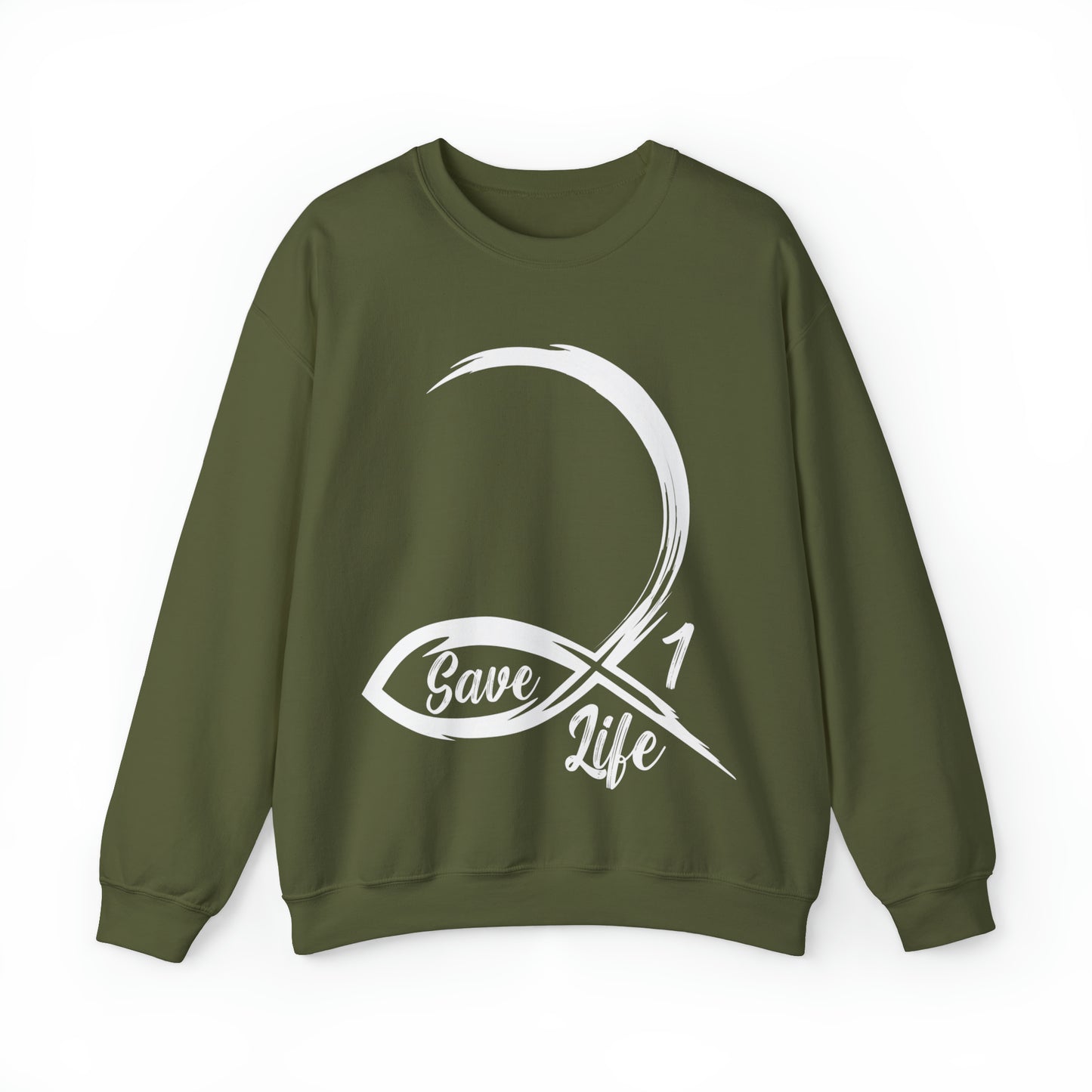 To Save 1 Life Christian Sweatshirt Military Green tosave1life.com