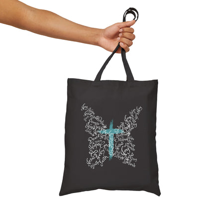 Butterfly Cross Christian Tote Bag