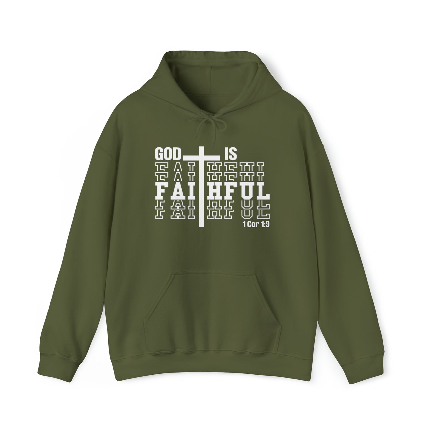 God Is Faithful Christian Hoodie Military Green tosave1life.com