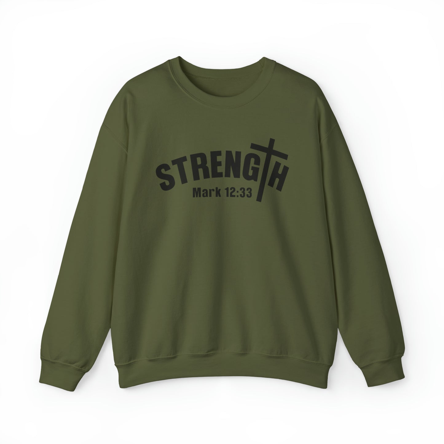 Strength Christian Sweatshirt Military Green tosave1life.com