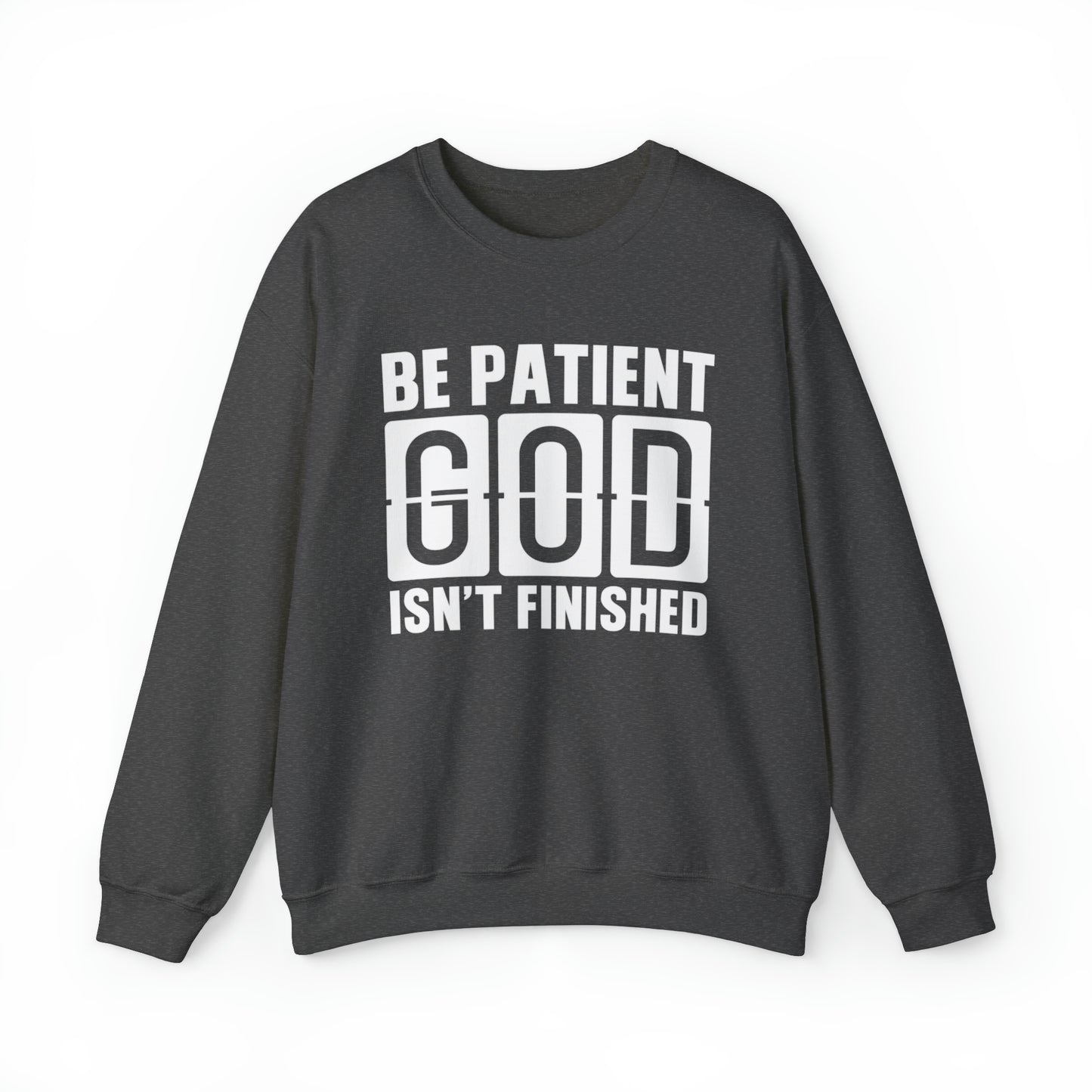 Be Patient Christian Sweatshirt Dark Heather tosave1life.com