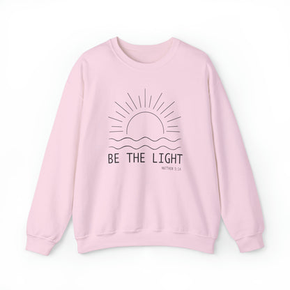 Be The Light Christian Sweatshirt Light Pink tosave1life.com