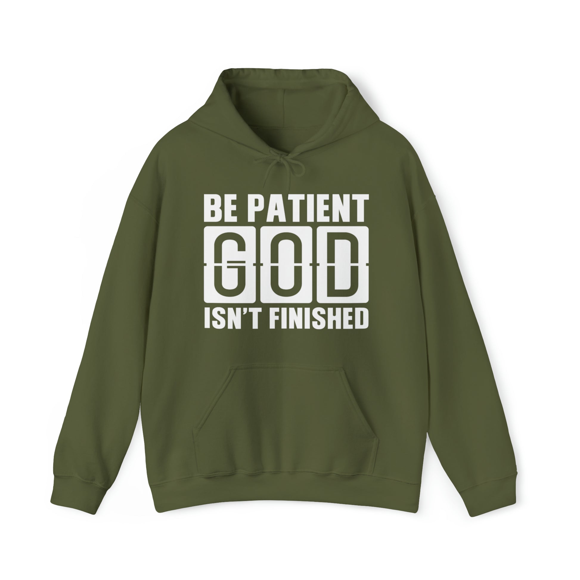 Be Patient Christian Hoodie Military Green tosave1life.com