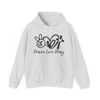 Peace Love Pray Christian Hoodie Ash tosave1life.com