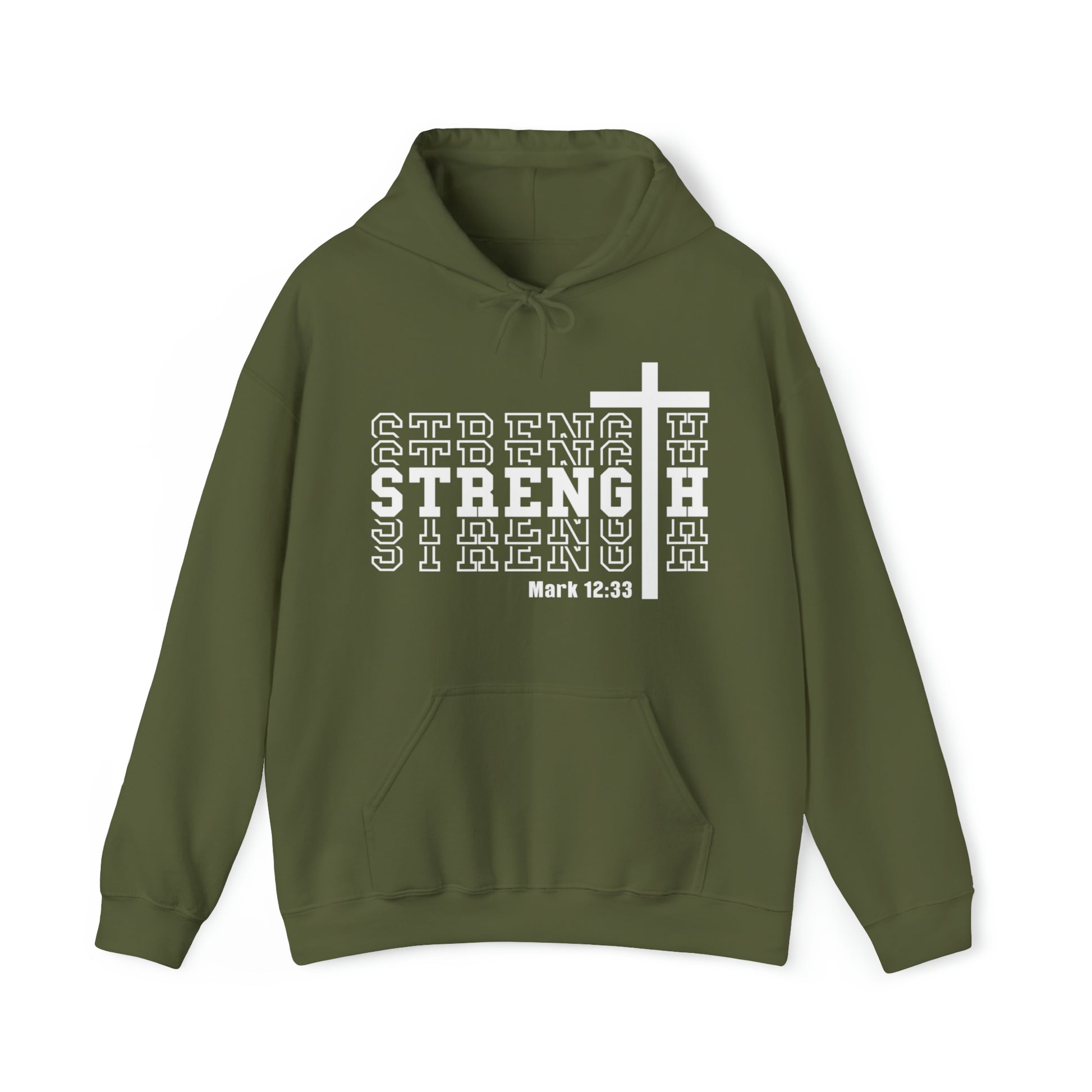 Strength Christian Hoodie Military Green tosave1life.com