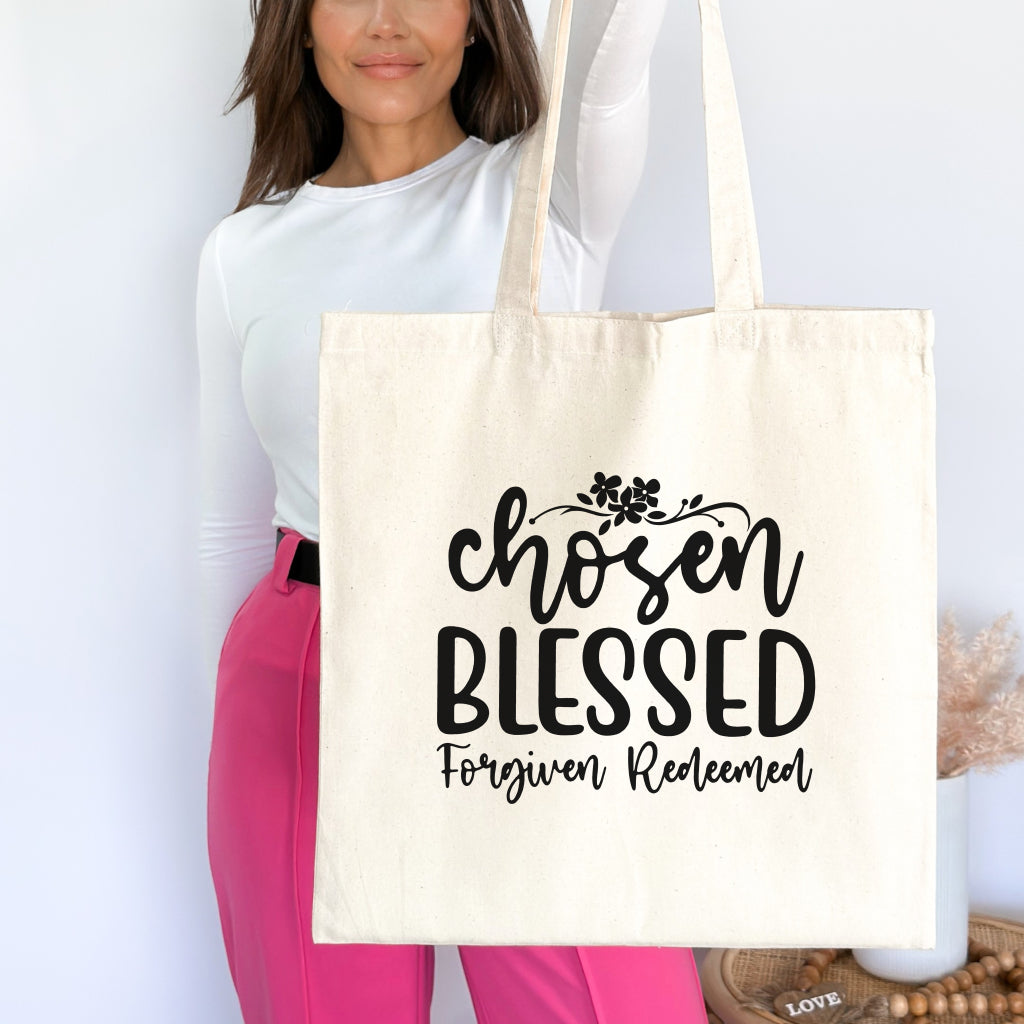 Chosen Christian Tote Bag Natural 15" x 16" tosave1life.com