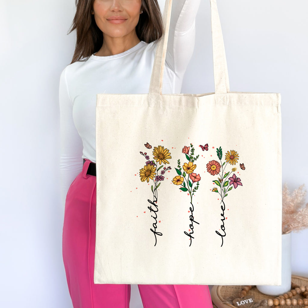 Faith Hope Love Christian Tote Bag tosave1life.com