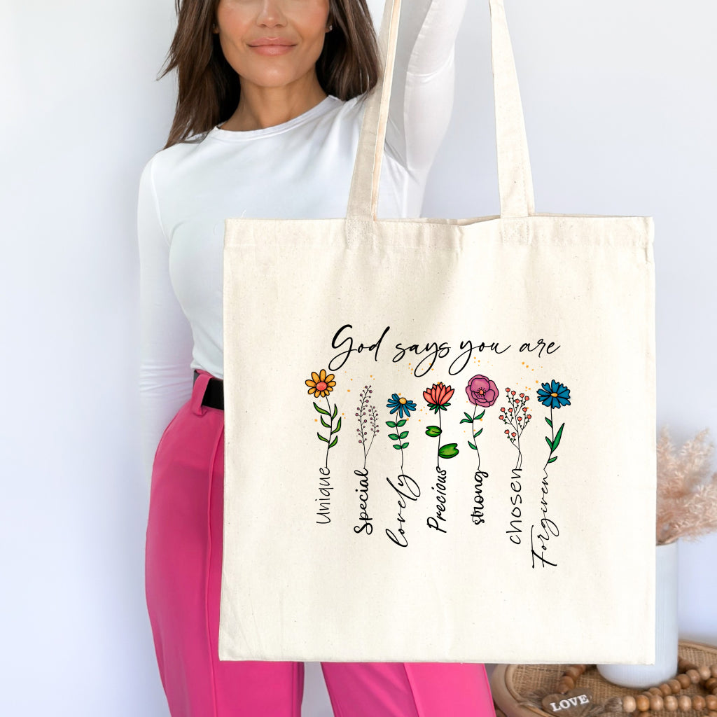 God Says You Are Christian Tote Bag Natural 15" x 16" tosave1life.com