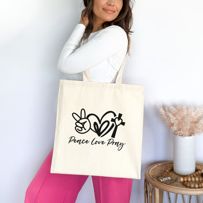 Peace Love Pray Christian Tote Bag tosave1life.com