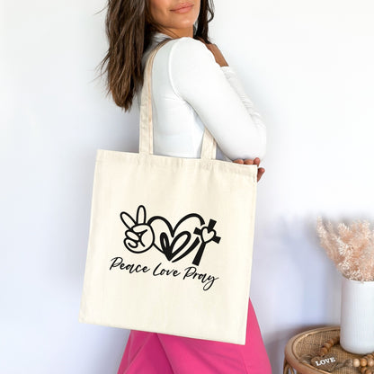 Peace Love Pray Christian Tote Bag tosave1life.com